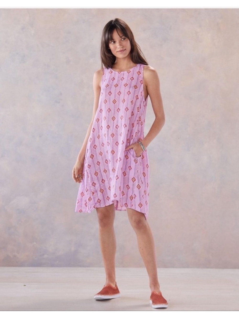 CP Shades Floral Sleeveless Josephine Linen Dress M